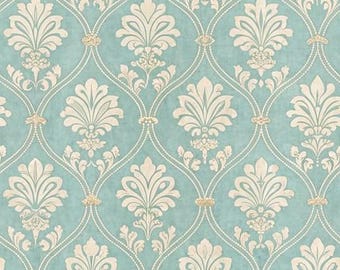 Papel pintado para casa de muñecas a escala 1/6, 1/12 y 1/24, con estampado floral decorativo vintage sobre fondo turquesa, sin costuras / Diorama en miniatura para habitación de granja, PDF imprimible en miniatura