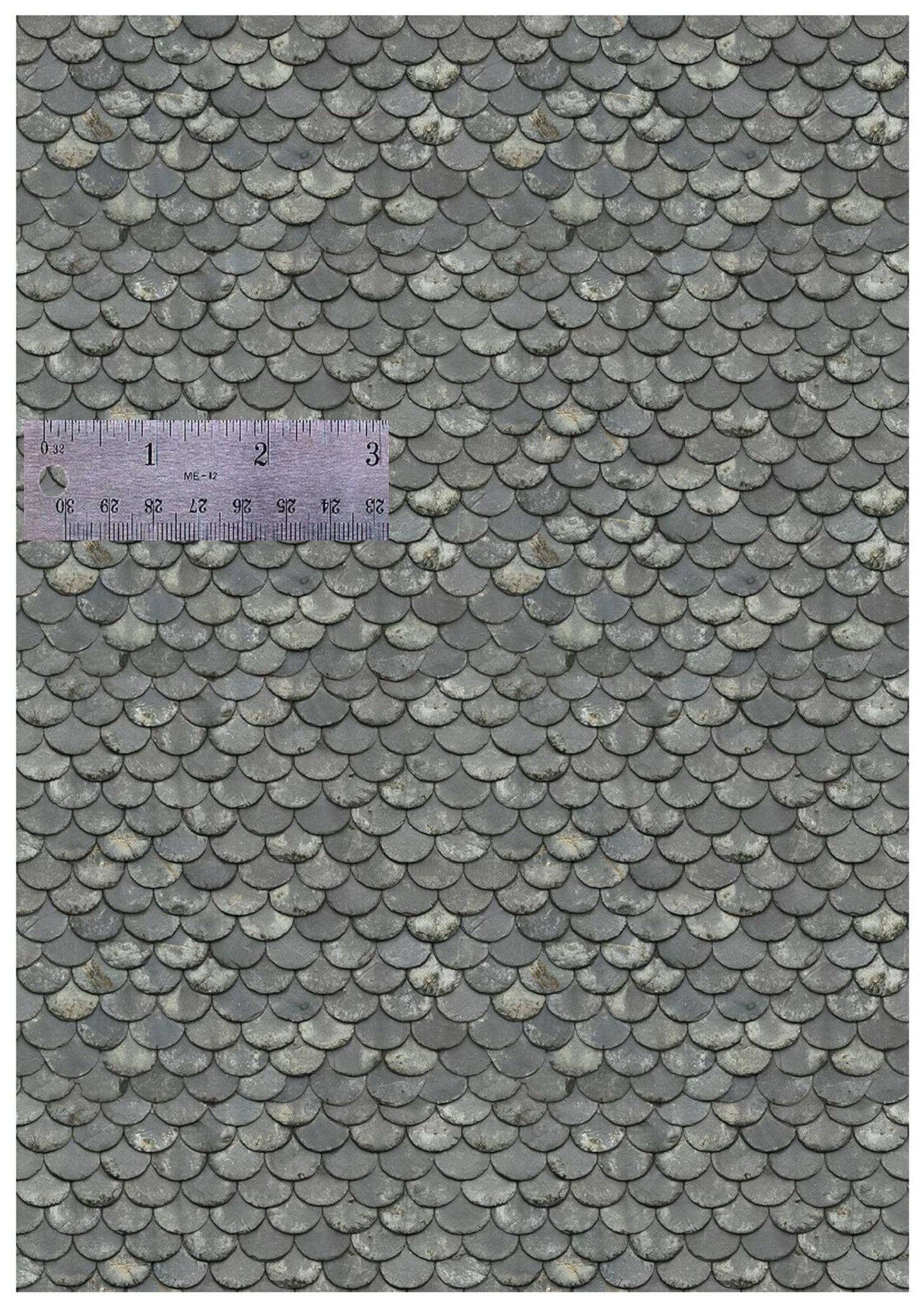 1/12 1/24 1/48 Dollhouse Gray Fish Scale Slate Roof Shingles Printable ...