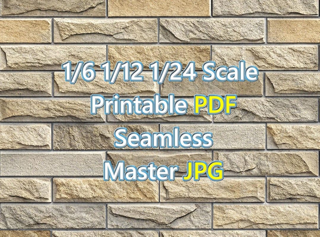 1/6 1/12 1/24 Dollhouse Beige Cream Cut Stone Wall Cladding Printable ...