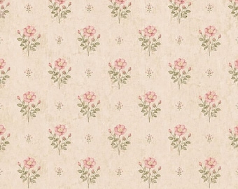 Dollhouse Aged Pale Rustic Pink Floral Wallpaper 1/6 1/12 1/24 1/48 Miniature Old Nursery Room Wild Rose Wall Decor Printable PDF