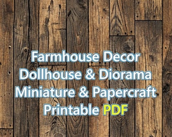 1/6 1/12 1/24 poppenhuis rustiek verouderd bruin houten planken vloeren behang afdrukbare pdf naadloos | Miniatuur boerderijkamerdoos diorama
