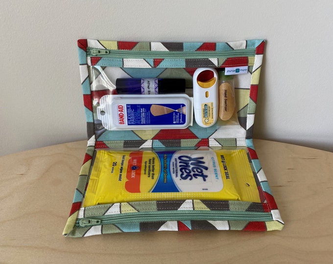 Triangle First Aid Organizer With Two Clear Zipper Pouches Etsy