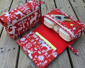 Red and white diaper bag organizer, promise land canvas diaper clutch, nappy bag with clear zipper pouch, baby shower gift