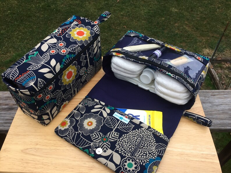 Navy Blue Fl Diaper Bag Nappy Organizer