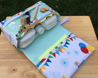 The circus diaper bag, for new parents, diaper clutch with clear zipper pouch, baby bag organizer