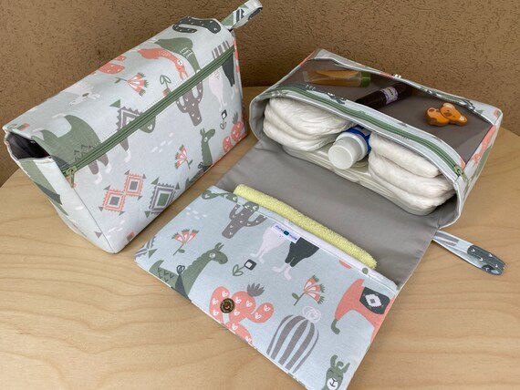 Cactus and Llama Diaper Bag Organizer Baby Shower Gift Grey 