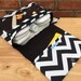 Black chevron diaper bag organizer, diaper purse, diaper clutch with clear zipper pouch