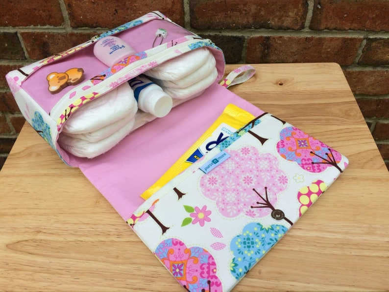 Pink diaper bag pretty little trees girly baby bag organizer Etsy