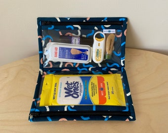 Anagram snakes first aid organizer with two clear zipper pouches, baby shower gift for new parents, fold over makeup bag