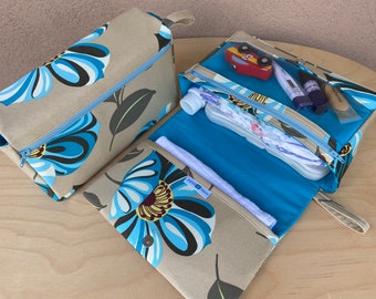 Teal flower diaper clutch, gift for new parents, diaper bag organizer, nappy bag, floral diaper purse