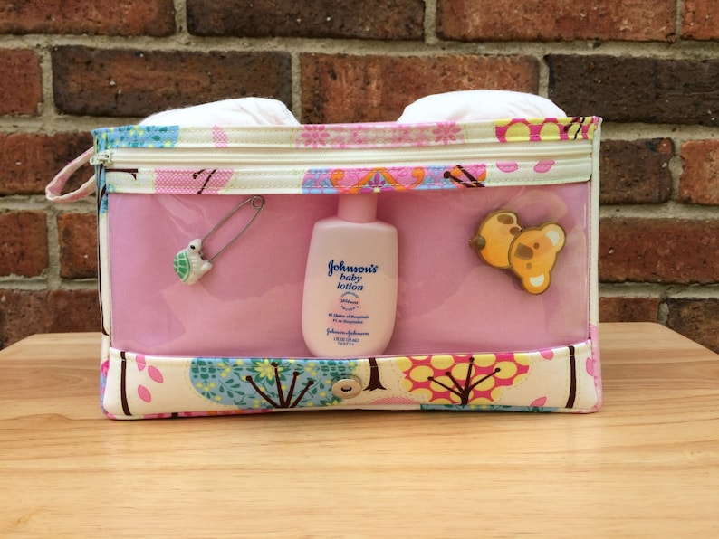 Pink diaper bag pretty little trees girly baby bag organizer Etsy