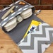 Grey chevron diaper bag, diaper clutch, gray baby bag with clear zipper pouch, diaper purse, nappy bag organizer