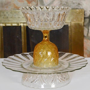 Vintage 2-Tiered Tidbit Tray Server, Mix Match Plates, Hand Crafted Centerpiece, UniqueTable Top Decor