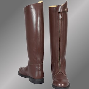 Bruine leren paardrijlaarzen, TuffRider Tall bruine pololaarzen, rijlaarzen met ritssluiting, paardensportschoenen,