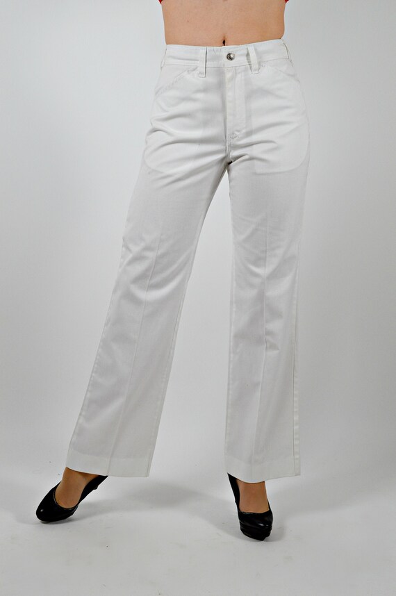 Womens White Sailor Pants, Vintage 70s White Jeans
