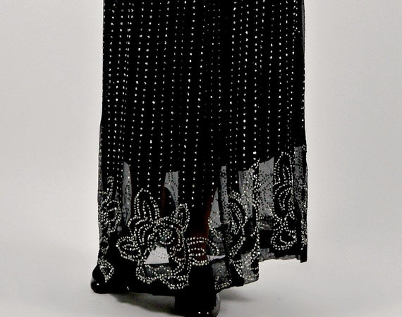Sheer Black & Silver Glitter Long Dress, Retro Sp… - image 6