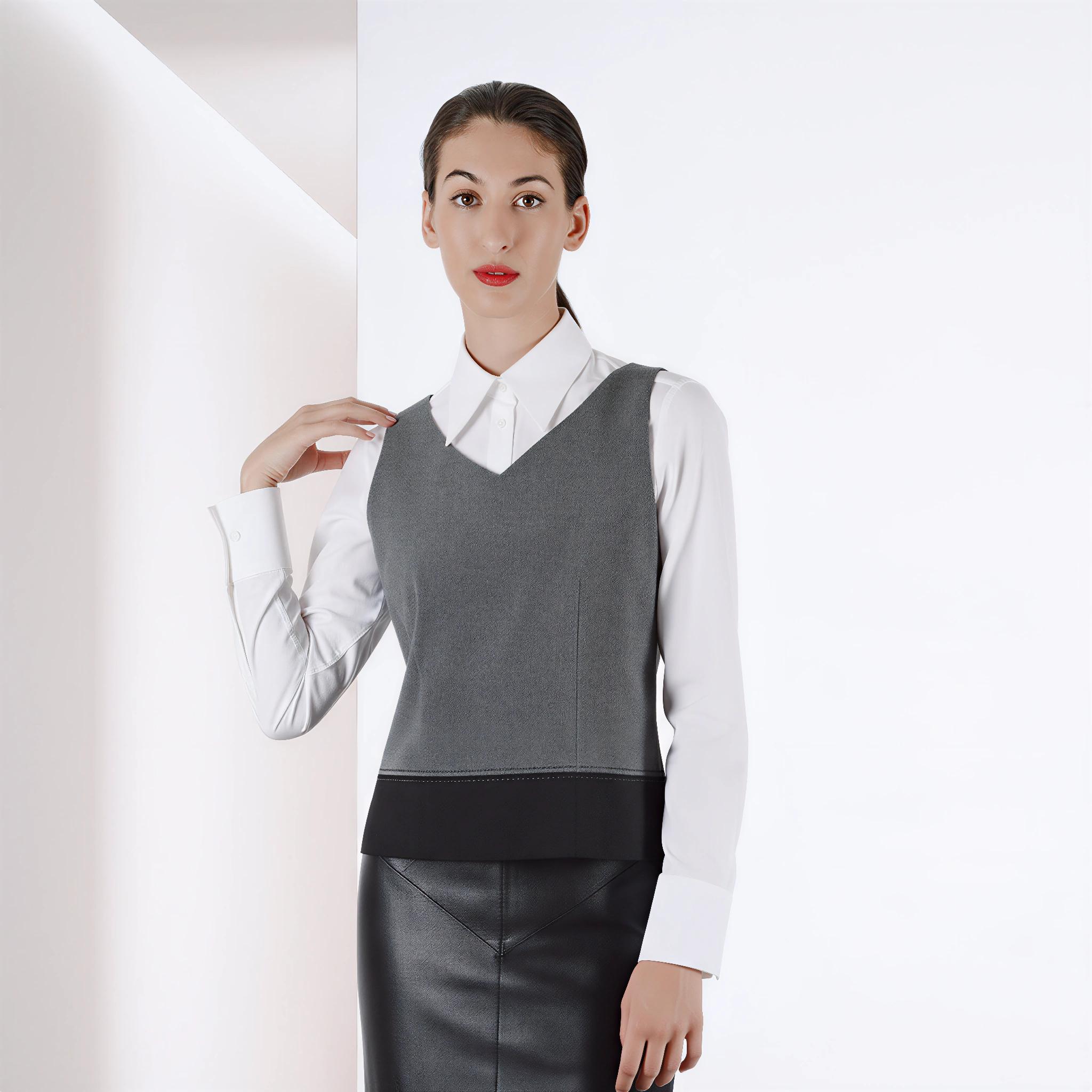 Ann Taylor, Vintage 90s Ann Taylor Wool Blend V-Neck Shell Top, Black Gray Stitching