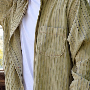 Khaki Cotton Shirt, Button-Up Casual Shirt, Relaxed Fit Shirt, Mens Unique Gift Idea,