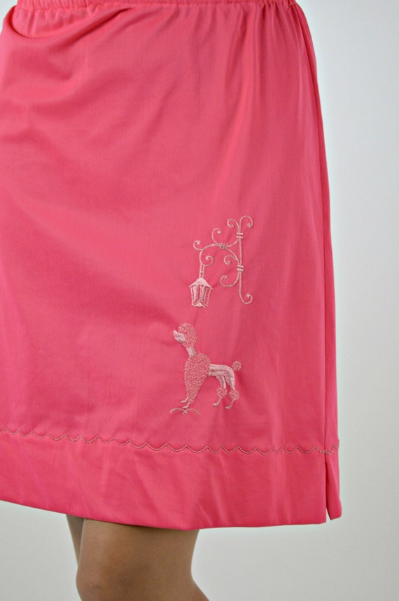 Embroidered Poodle Slip, Vintage 60s Slip, Above t