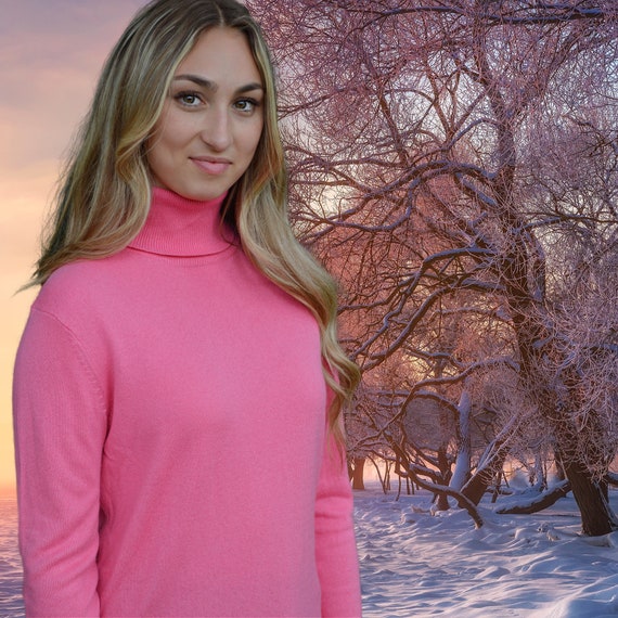 Pink Silk & Cashmere Tunic Sweater, Lightweight T… - image 2