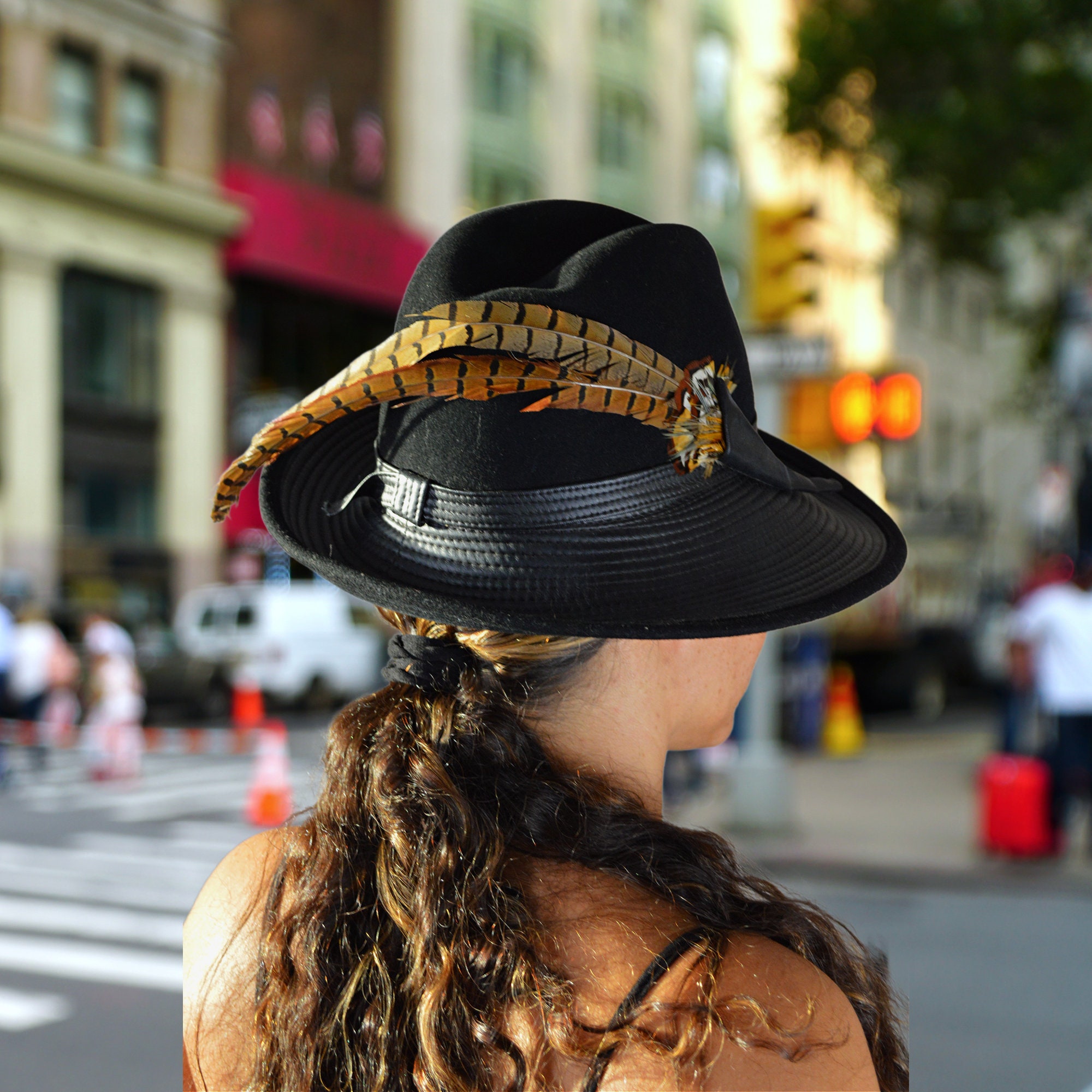 Winter 1970s Black Fedora Hat: Wide Brim, Vintage Designer  display picture 2