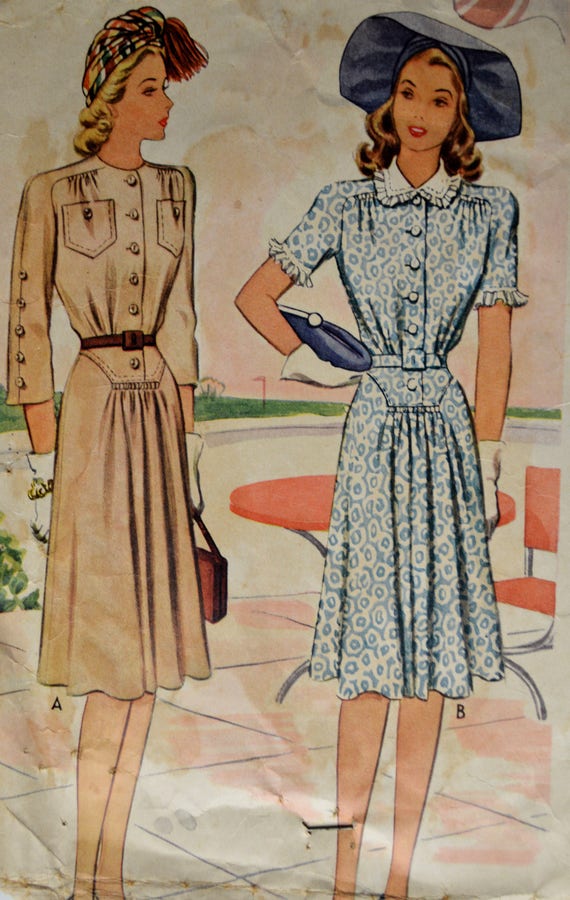 91 1940s Vintage VOGUE Sewing Pattern B32/" SUIT SKIRT /& JACKET