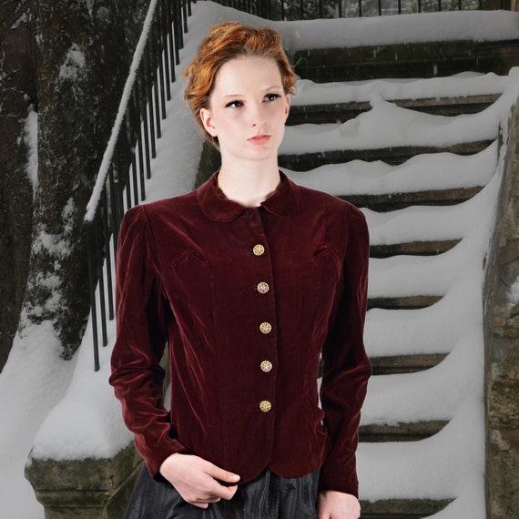 Vintage Red Velvet Jacket 1930s Blazer Crimson Red Short - Etsy