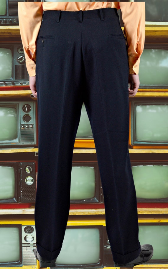 Disco Black Poyester Knit Pants, Vintage 70s Stra… - image 4