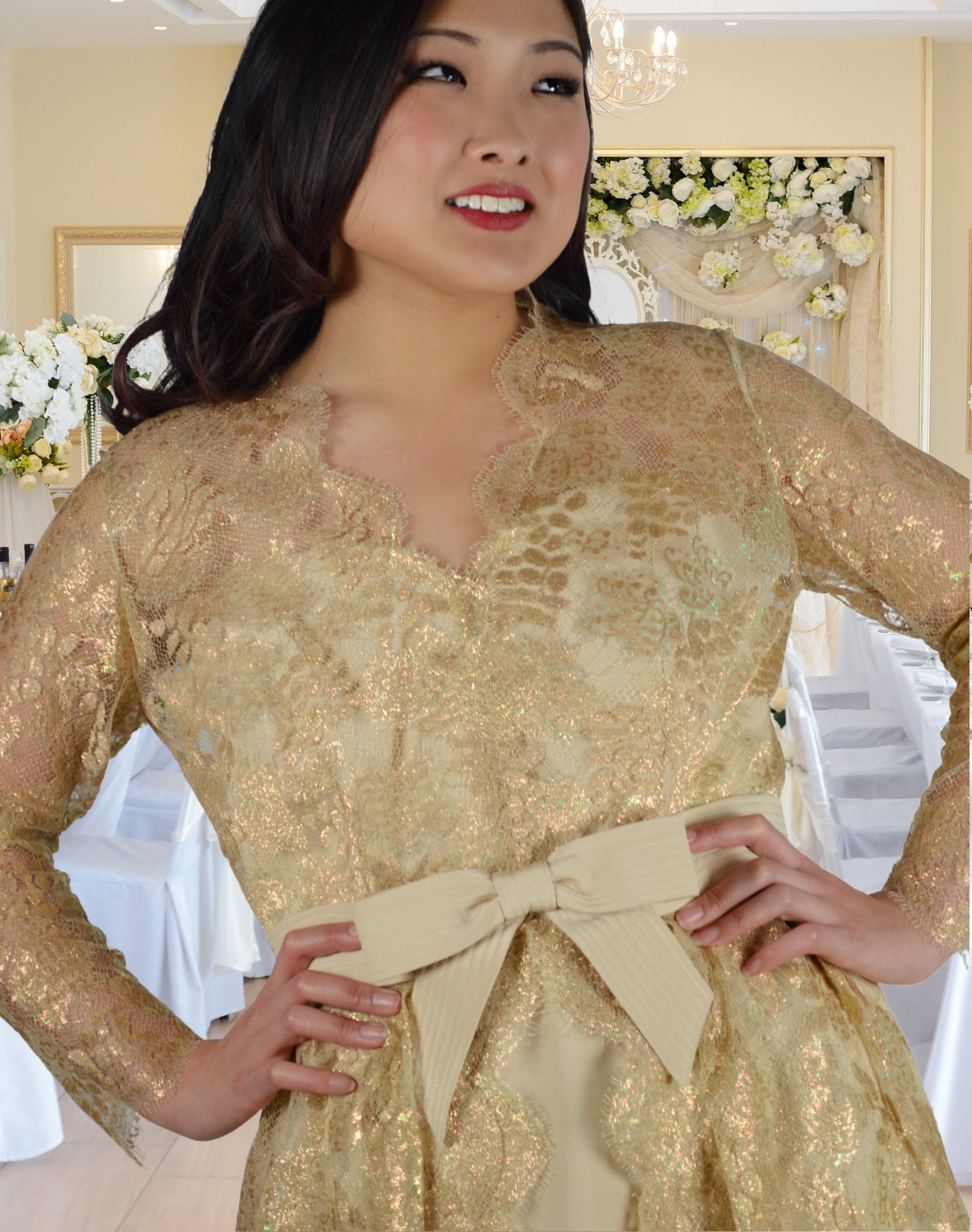 Gold lace dress uk online