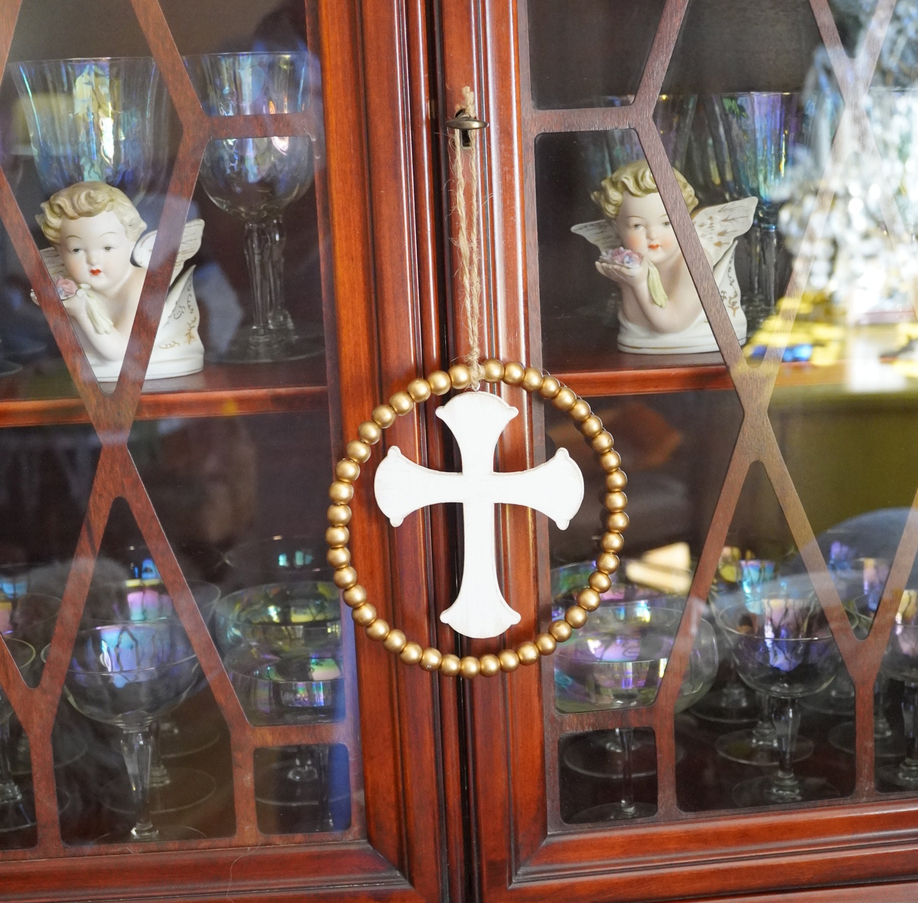 Two White & Gold Cross, Set of Two, Christian Gift, Farmhouse Holiday Decor