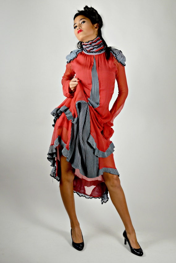 steampunk red dress