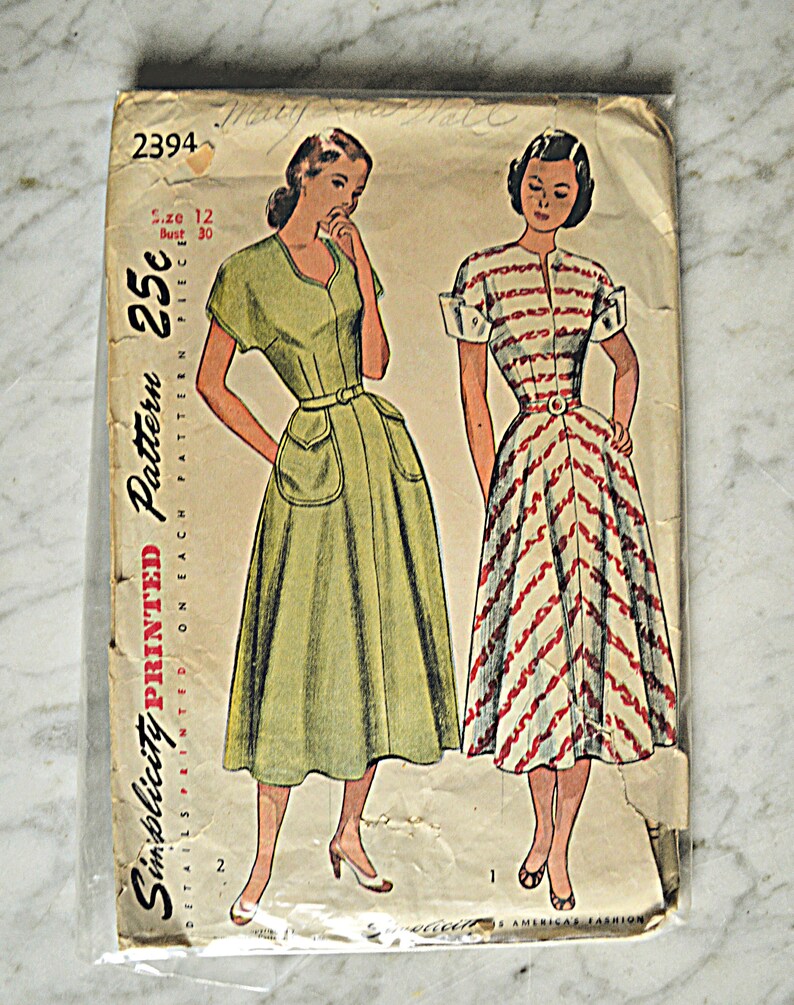 1950s Swing Dress Pattern Simplicity Sewing Pattern 1950s Etsy