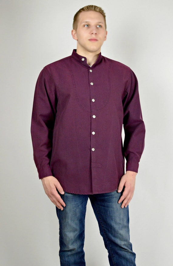 Mens Purple Shirt, Steam Punk 1900s Style, Deep Pu