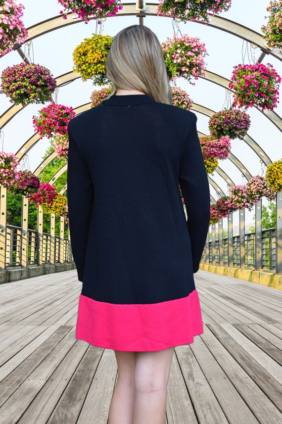 Mini Sweater Dress, Black and Pink, Vintage St Jo… - image 5