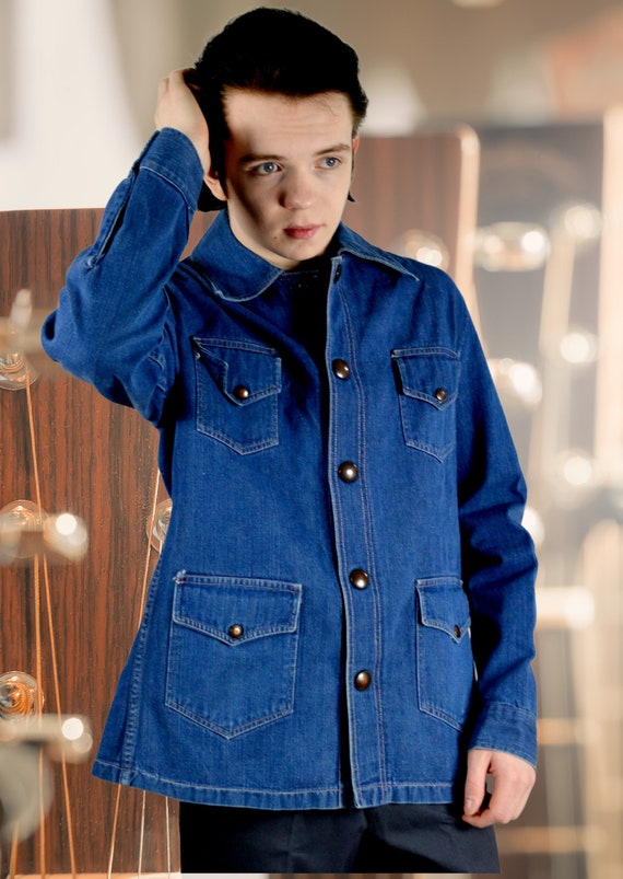 Mens Vintage Jean Jacket Western Style 