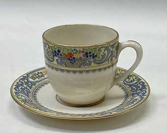 Lenox Autumn Demitasse Cup & Saucer Set, Fine Bone China Espresso Cup with 14K Trim, Bridal Wedding China, Vintage Lenox