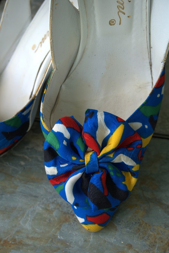 Garolini Shoes White & Multi Colored Bow Sling Bac