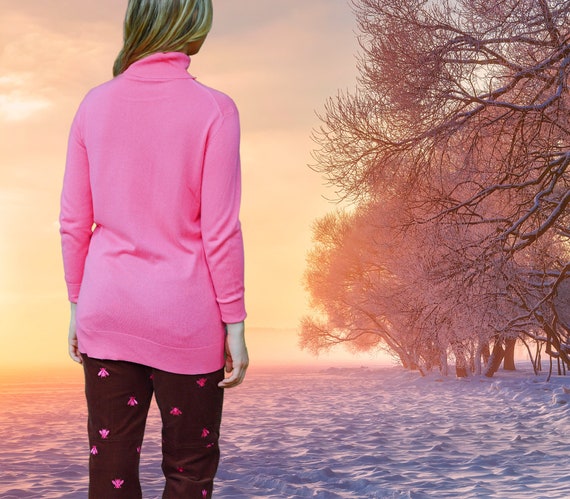 Pink Silk & Cashmere Tunic Sweater, Lightweight T… - image 6