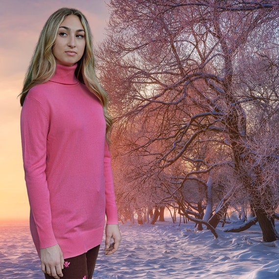 Pink Silk & Cashmere Tunic Sweater, Lightweight T… - image 1