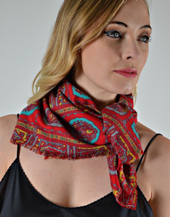 vintage 1960s scarf red Gem