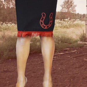 Novelty Western Pencil Skirt: Cowgirl Fringe Wiggle Skirt