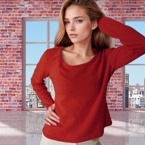 Red Sweater Cashmere Soft Knit Vintage Pullover | Cozy Knitwear Gift for Her