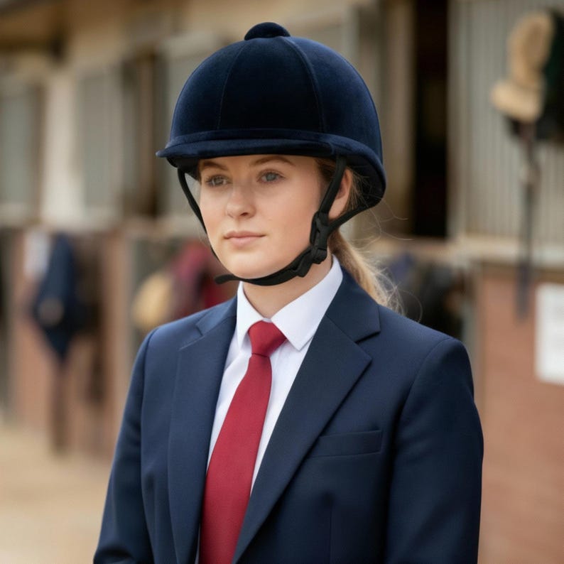English Riding Hats Navy Velvet English Riding Hat, Equestrian Bow Cap, Vintage Deastock - Etsy