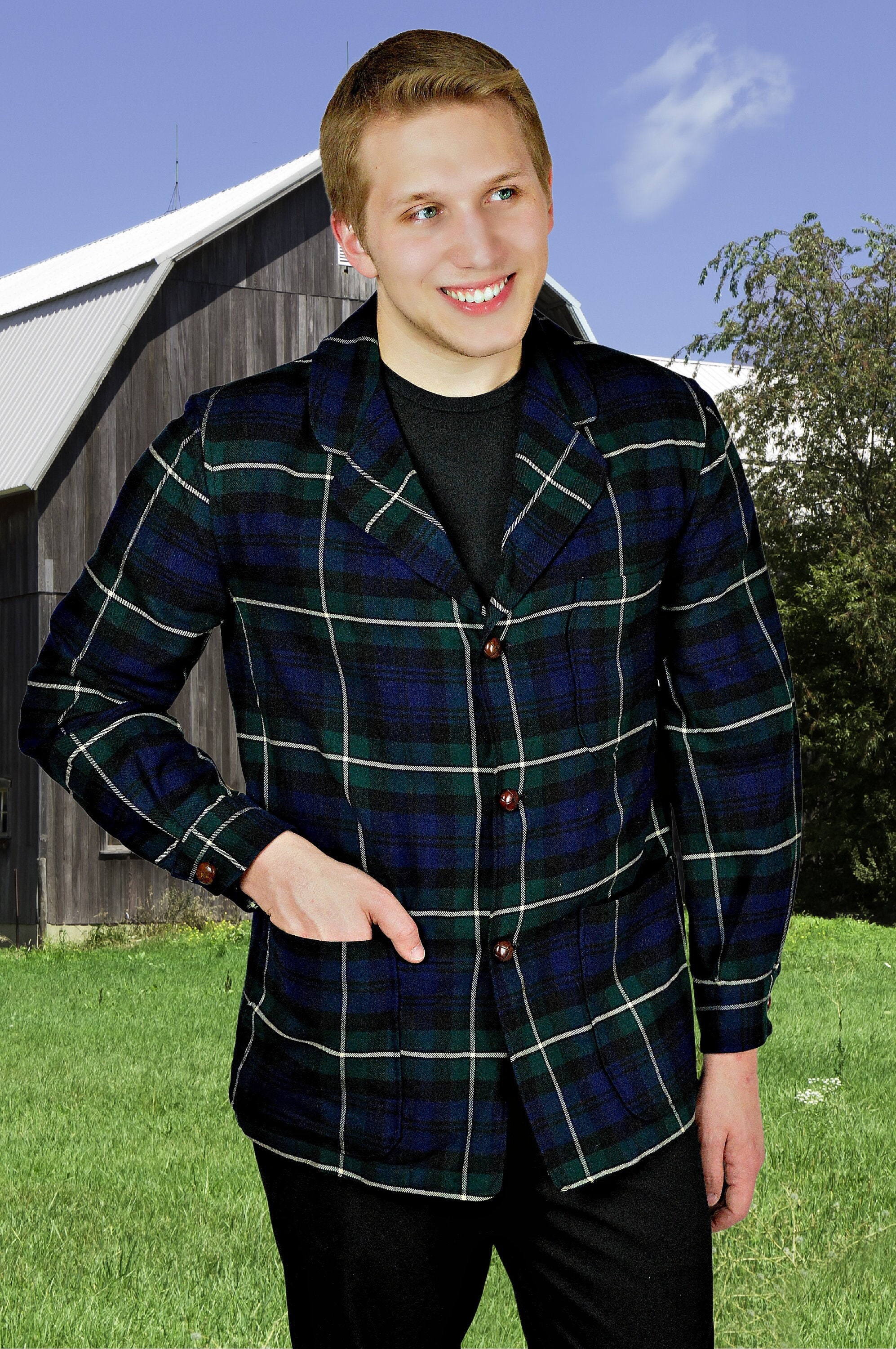 plaid wool peacoat