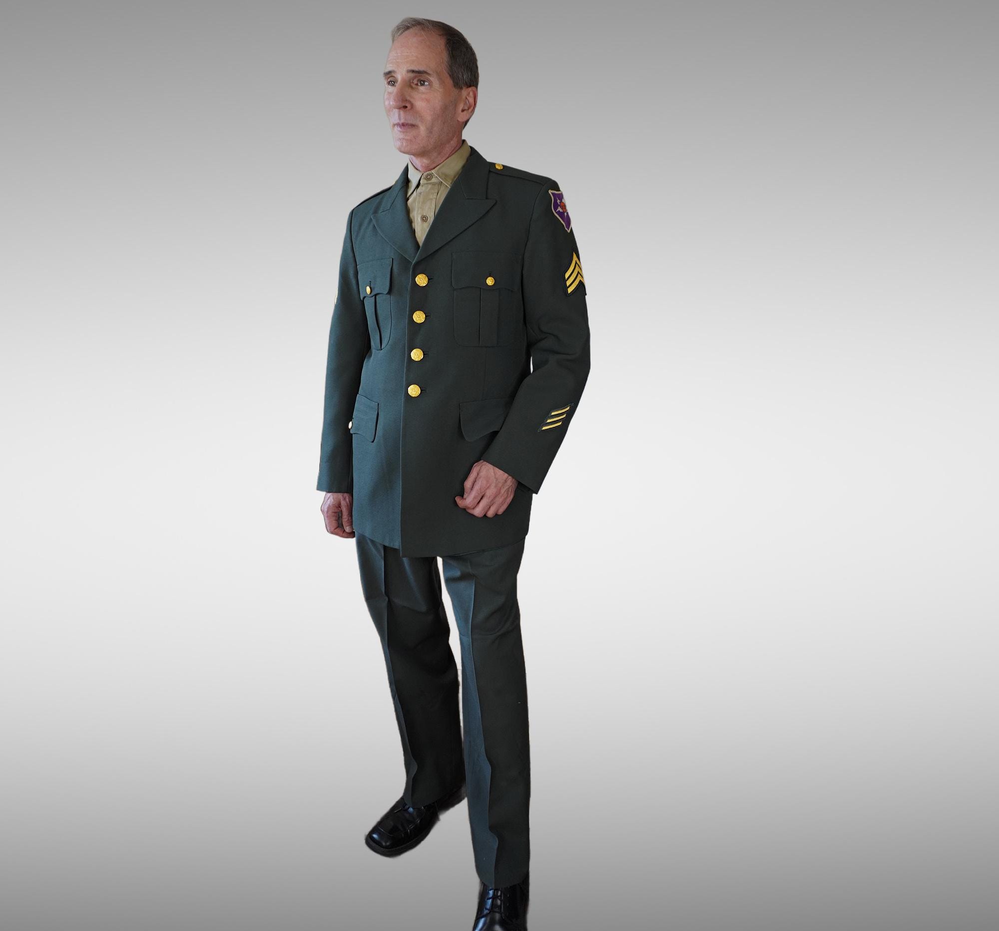 Vietnam Army Green Military Dress Jacket, Staff Sergeant, Gold Button  Uniform Jacket