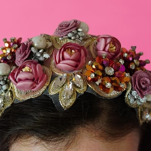 Rose Floral Headband, Day of the Dead, Rose Flower, Fantasy Headpiece, Crown Bridal Headband