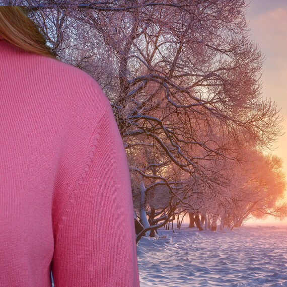 Pink Silk & Cashmere Tunic Sweater, Lightweight T… - image 5