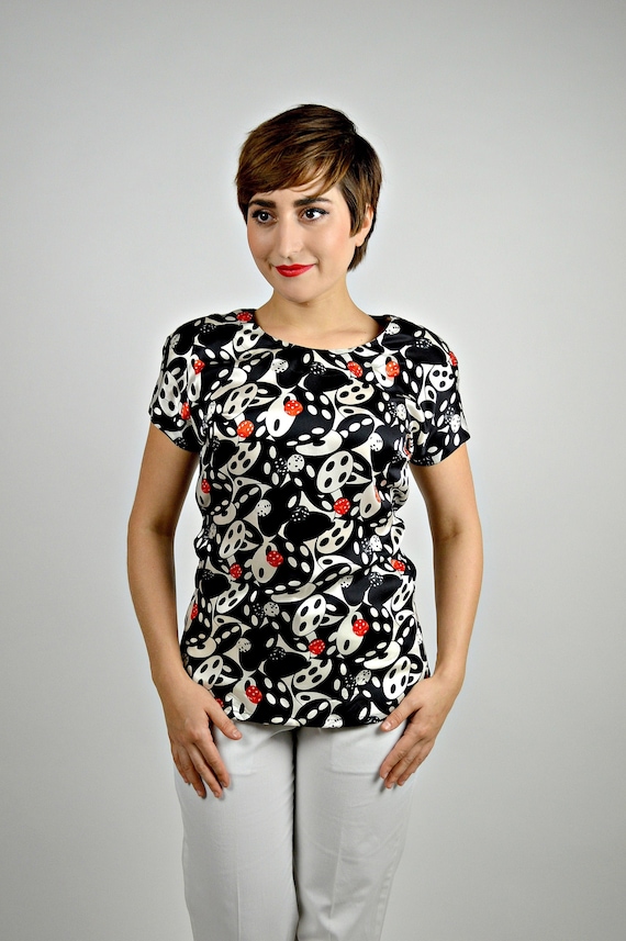 Vintage Escada Top, 80s Silk Blouse, Dice Print, G
