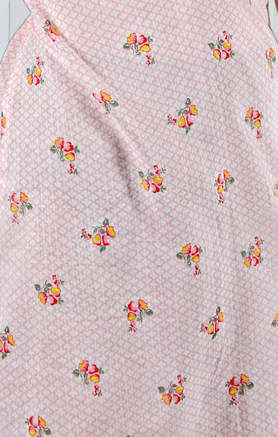 Pink Cotton Floral Nightgown, 1940s Vintage Linge… - image 5