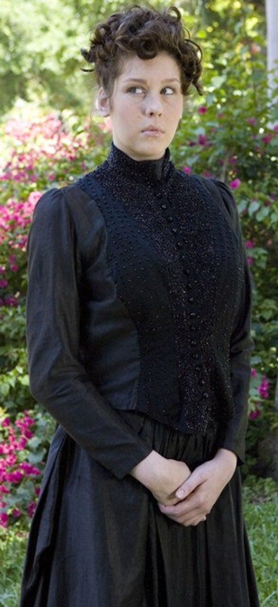 Authentic Black Victorian Suit , 1900s Bustle Skir